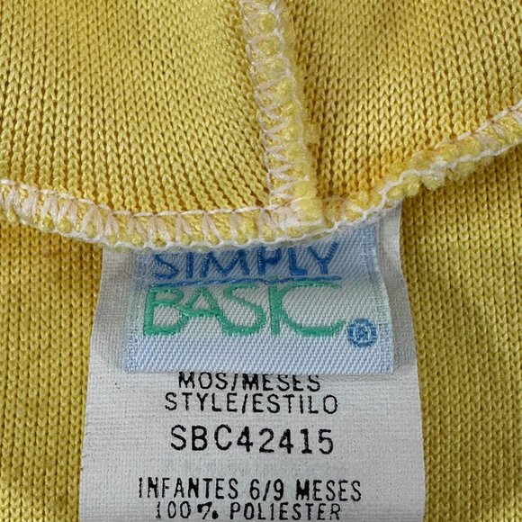 Simply Basics Baby Size 6-9 Month Duck One Piece Sleeper Yellow Preowned - Picture 4 of 15